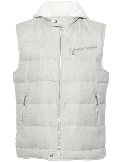Eleventy Layered-detail Padded Gilet In Grey