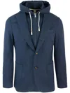 Eleventy Wool Jacket With Hood In Blau
