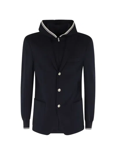 Eleventy Layered Hooded Jacket In Black