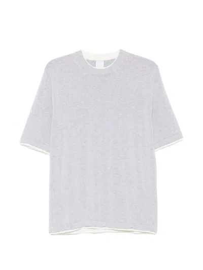 Eleventy Layered-detail T-shirt In Blue