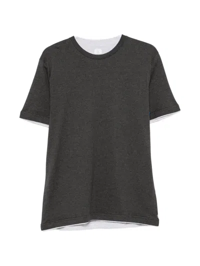 Eleventy Layered-effect Short-sleeve T-shirt In Gray