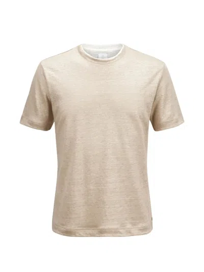 Eleventy Layered-neck Linen T-shirt In Blue