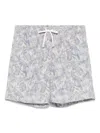 Eleventy Leaf-print Swim Shorts In Neutral