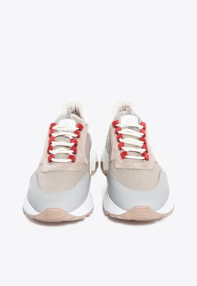 Eleventy Leather-blend Low-top Sneakers In Neutral