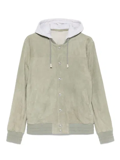 Eleventy Leather Bomber Jacket