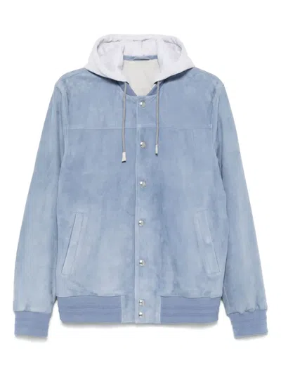 Eleventy Leather Bomber Jacket