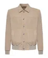 Eleventy Buttoned Suede Jacket In Brown