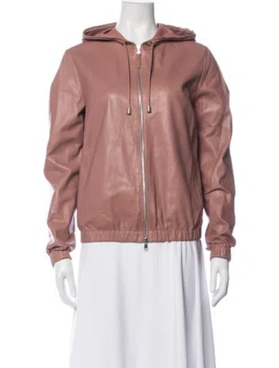 Pre-owned Eleventy Leather Bomber Jacket In Brown