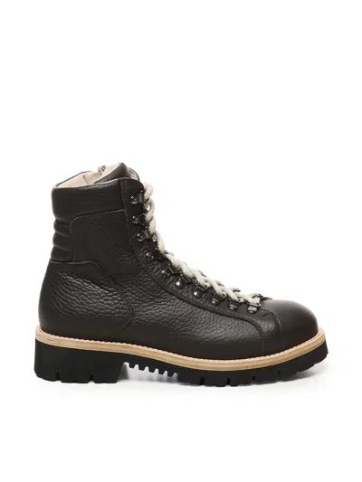 Eleventy Leather Boots In Black