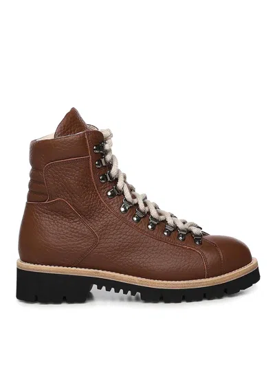 Eleventy Leather Boots In Brown