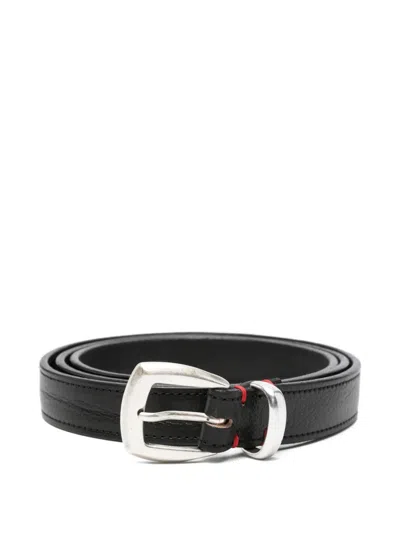 Eleventy Leather Buckle-fastening Belt In Black