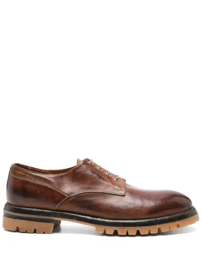 Eleventy Leather Derby Shoes In 褐色