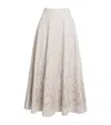 Eleventy Leather Embroidered Midi Skirt