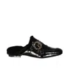 Eleventy Leather Fur Mules In Black