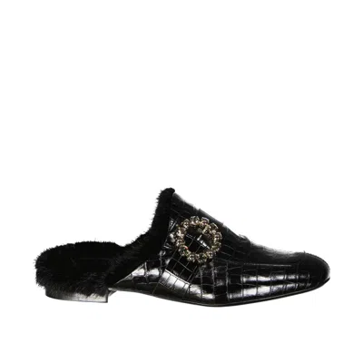ELEVENTY ELEVENTY LEATHER FUR MULES WOMEN