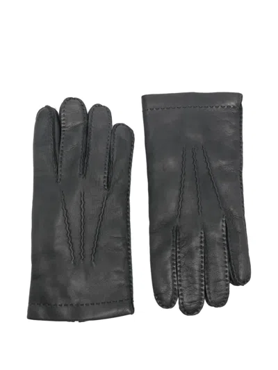 Eleventy Leather Gloves In Black