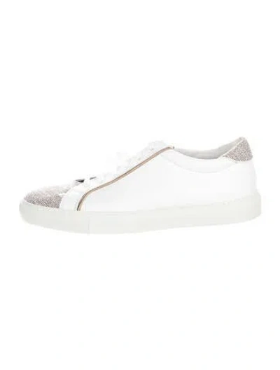 Pre-owned Eleventy Leather Graphic Print Sneakers In White