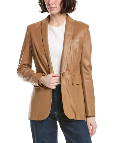 Eleventy Leather Jacket In Brown