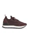 Eleventy Leather Mesh Sneakers In Burgundy