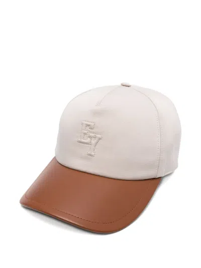 Eleventy Leather-peak Baseball Cap In Neutral