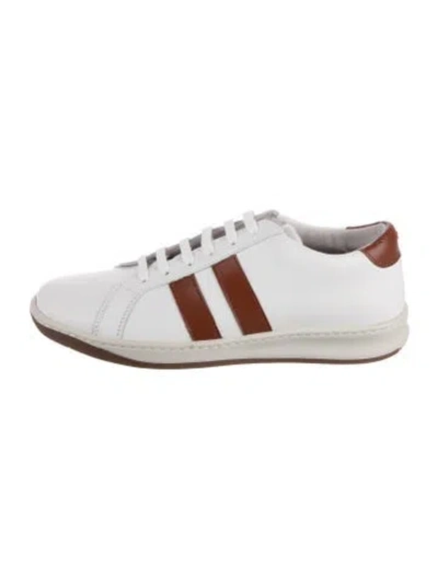 Pre-owned Eleventy Leather Printed Sneakers In White