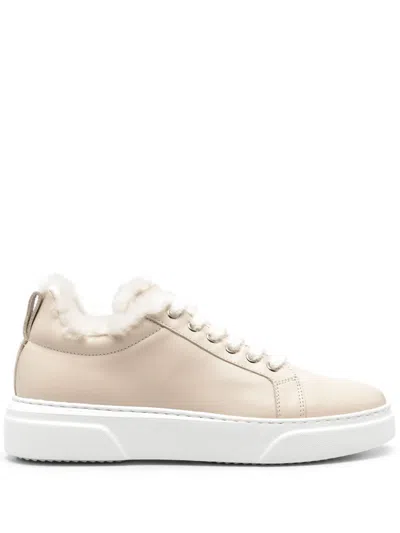 Eleventy Leather Sneakers In Neutrals