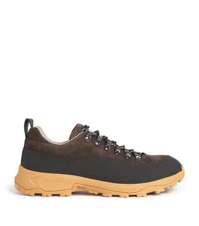 Eleventy Leather-suede Sneakers In Brown