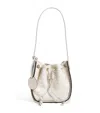 Eleventy Leather-tweed Drawstring Bucket Bag In White