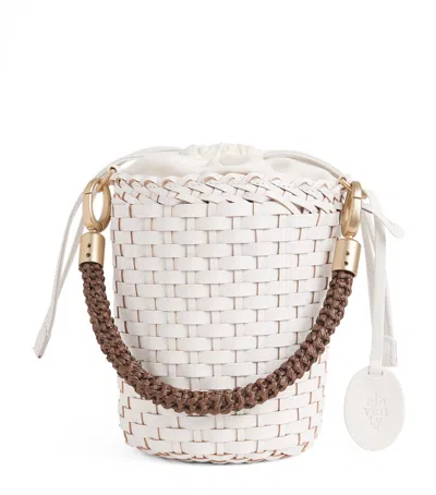 Eleventy Leather Woven Bucket Bag In Pink