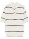 Eleventy Light Beige Striped Polo Shirt