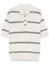 Eleventy Light Beige Striped Polo Shirt In Neutrals