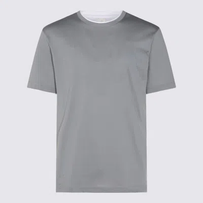 Eleventy Light Blue Cotton T-shirt In Gray