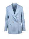 Eleventy Light Blue Double-breasted Wool Viscose Jacket In Blue