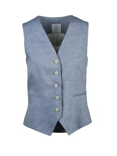 Eleventy Light Blue Linen Wool Vest