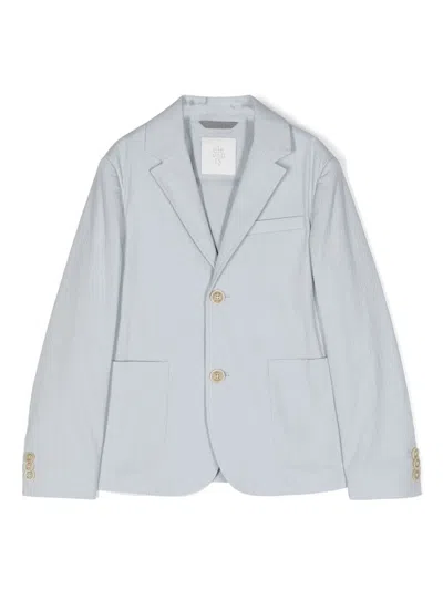 Eleventy Kids' Light Blue Single Breasted Blazer With Contrast Buttons