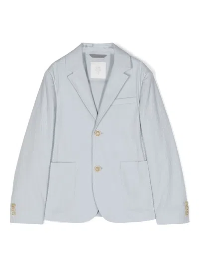 Eleventy Kids' Textured Single-breasted Blazer In Blue