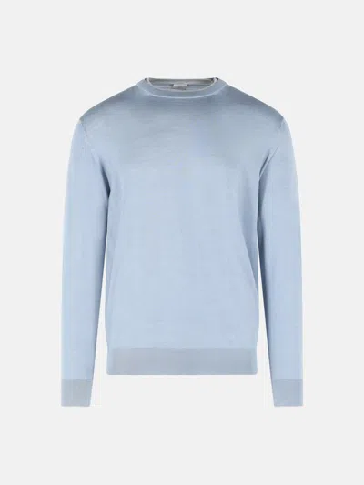 Eleventy Light Blue Wool And Silk Yarn Sweater Men