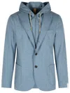 Eleventy Single Breasted Hooded Jacket Sugar In Blue