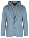 Eleventy Single Breasted Hooded Jacket Sugar In Blue