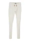 Eleventy White Pants With Elastic Drawstring Waist And Tapered Leg In Cotton Blend Stretch Woman In Grey