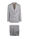 Eleventy Light Grey Double-breasted Structured Wool Suit In Gray