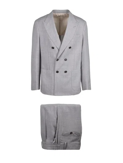 Eleventy Light Grey Double-breasted Structured Wool Suit