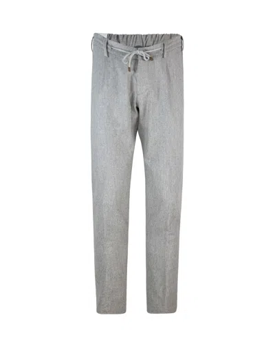 Eleventy Light Grey Melange Wool-cashmere Pleated Casual Pants In Gray