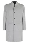 Eleventy Wool-cashmere Blend Coat With Stand Collar In Gray