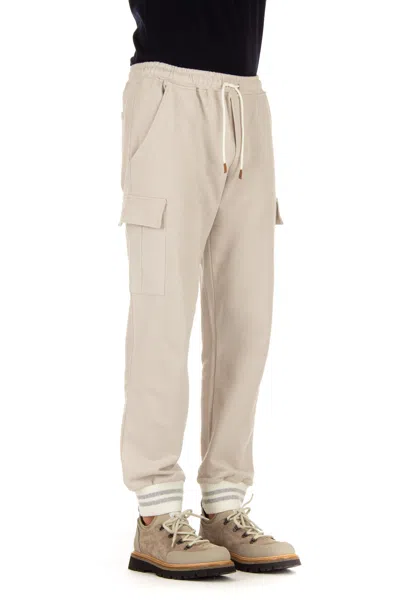 Eleventy Cargo-style Sweatpants With Cashmere Accents And Adjustable Fit In Neutral