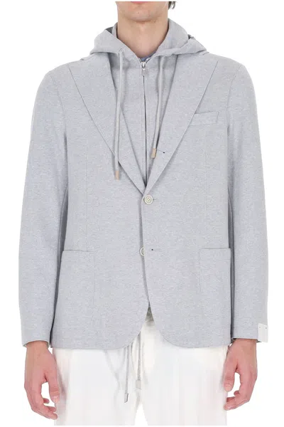 Eleventy Lightweight Jacket For Men - Clear Blue In Gray