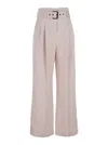 Eleventy Lilac Trousers With Pleats And Waist Belt In Purple