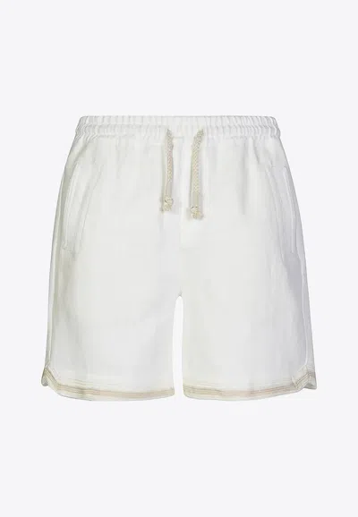 Eleventy Linen Bermuda Track Shorts In White