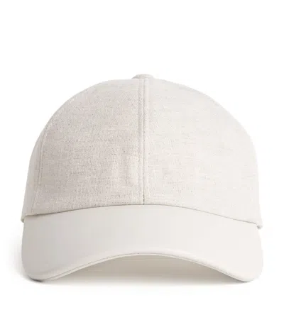 Eleventy Linen-blend Baseball Cap In Sand