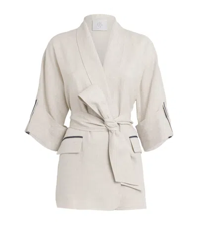 Eleventy Linen-blend Belted Jacket